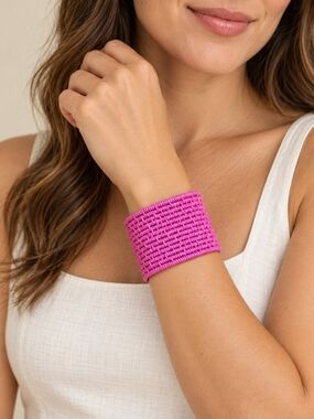 Hot Pink South African Woven Statement Cuff Bracelet